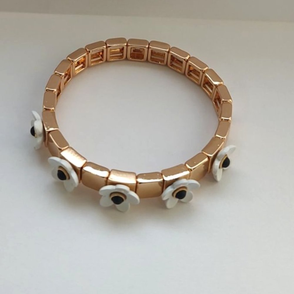 BEN-AMUN Bracelet Gold Plated Flower Stretch Made In USA - Picture 9 of 13